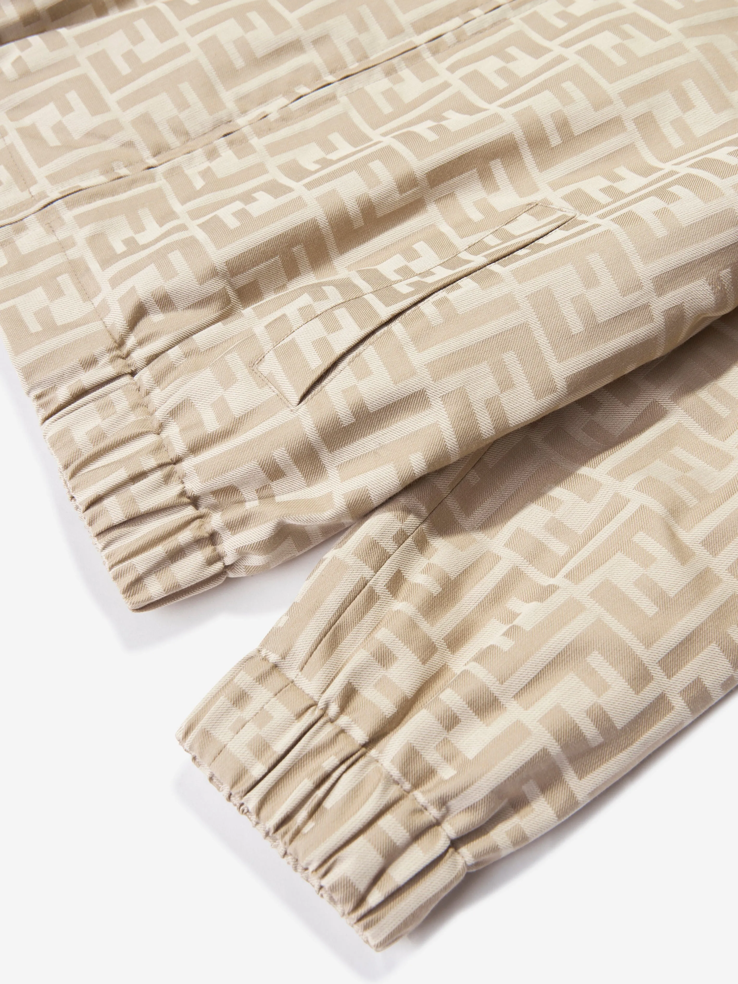 Fendi Boys Jacquard FF Logo Jacket in Beige