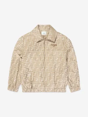 Fendi Boys Jacquard FF Logo Jacket in Beige