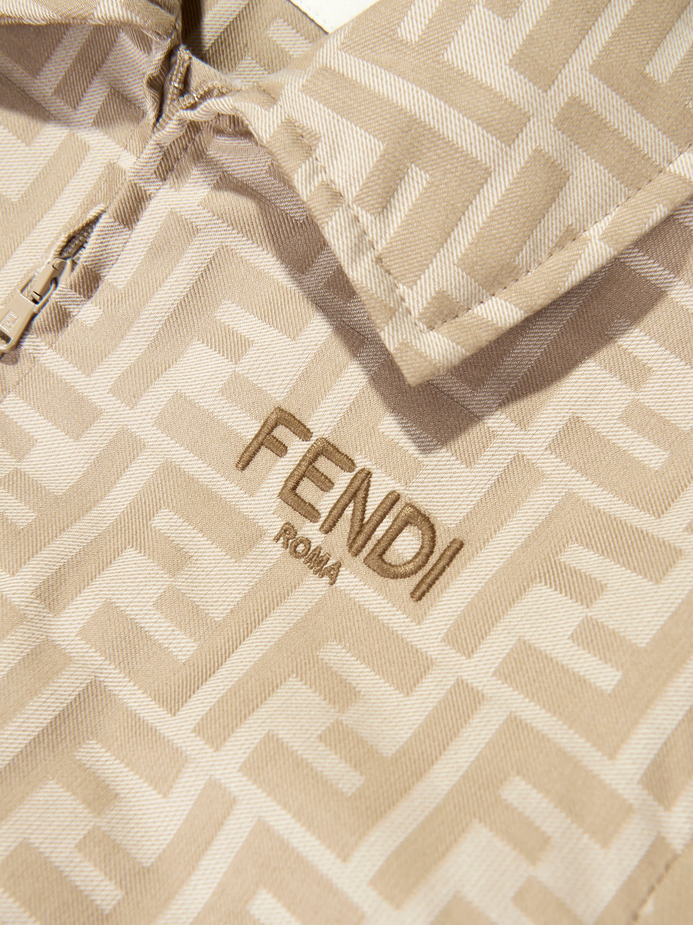 Fendi Boys Jacquard FF Logo Jacket in Beige