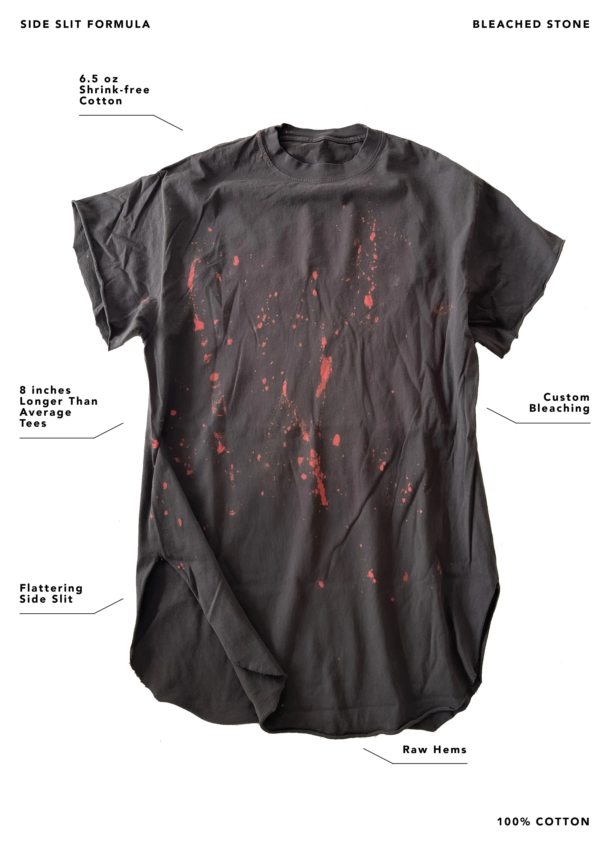 FREE BIRD BLEACHED OUT SIDE SLIT TEE