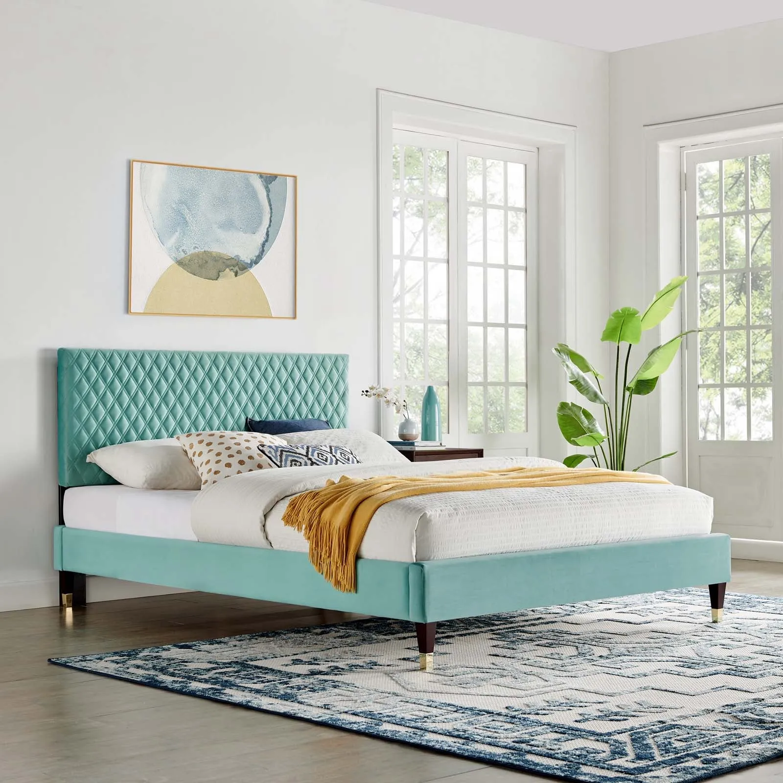 Garcelle Performance Velvet Queen Platform Bed By Modway - MOD-6290