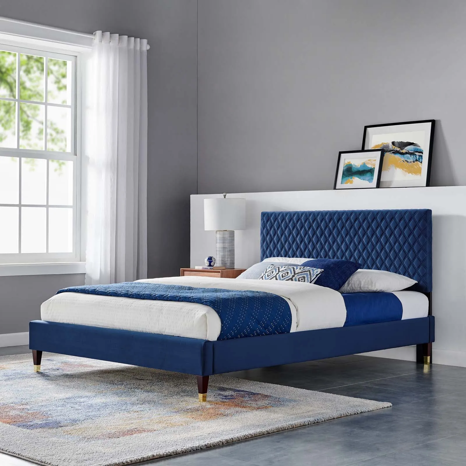 Garcelle Performance Velvet Queen Platform Bed By Modway - MOD-6290