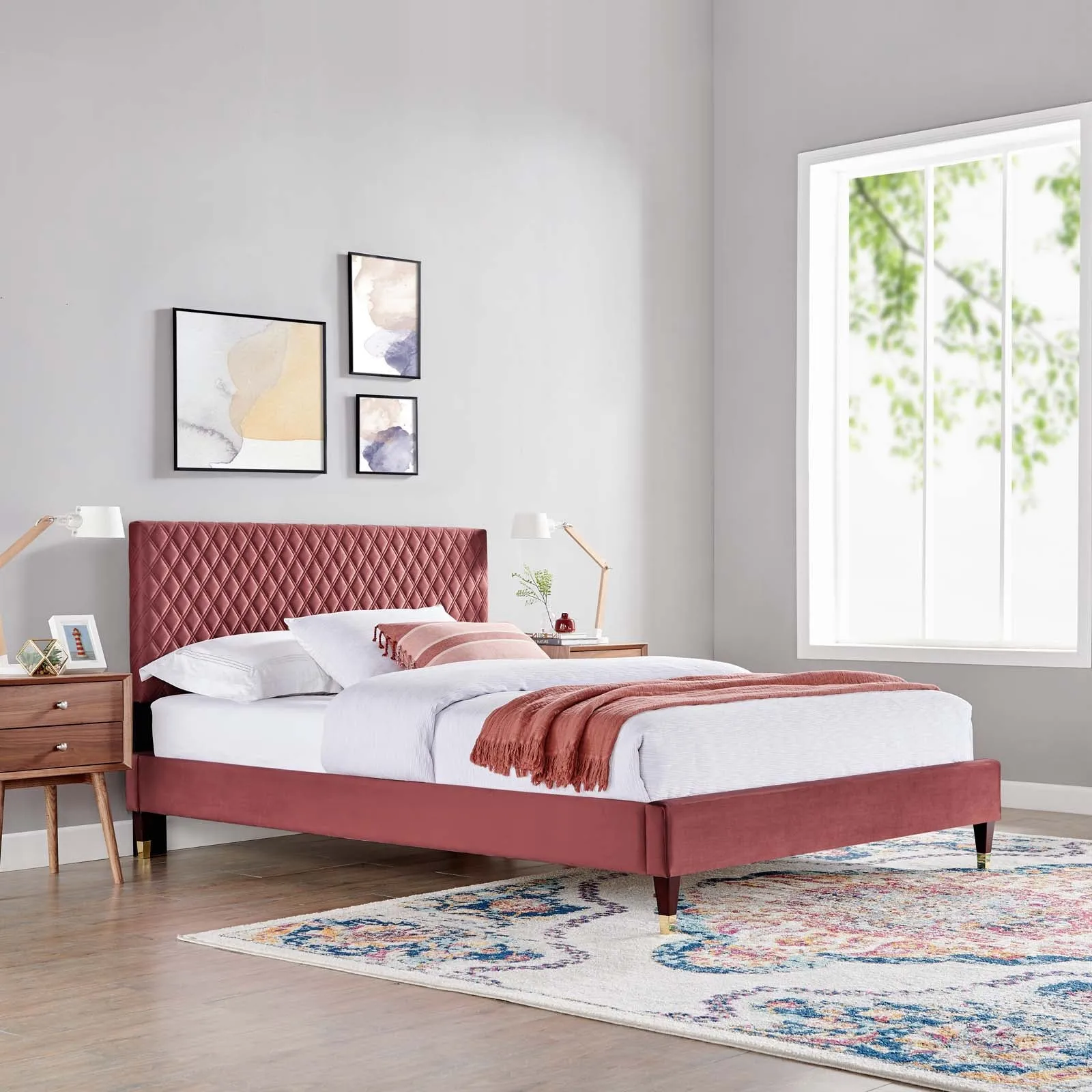 Garcelle Performance Velvet Queen Platform Bed By Modway - MOD-6290