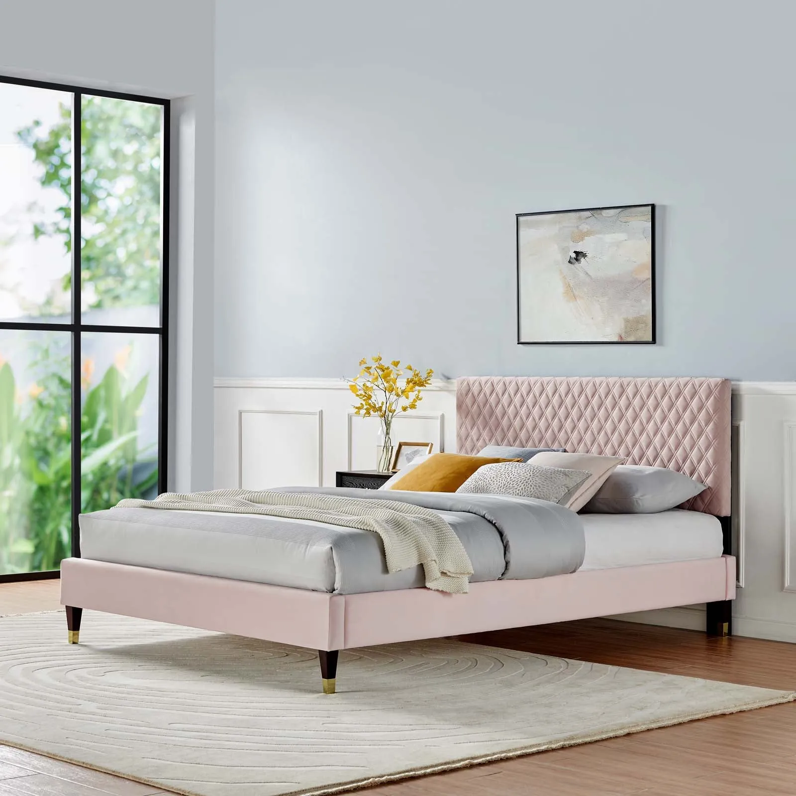 Garcelle Performance Velvet Queen Platform Bed By Modway - MOD-6290