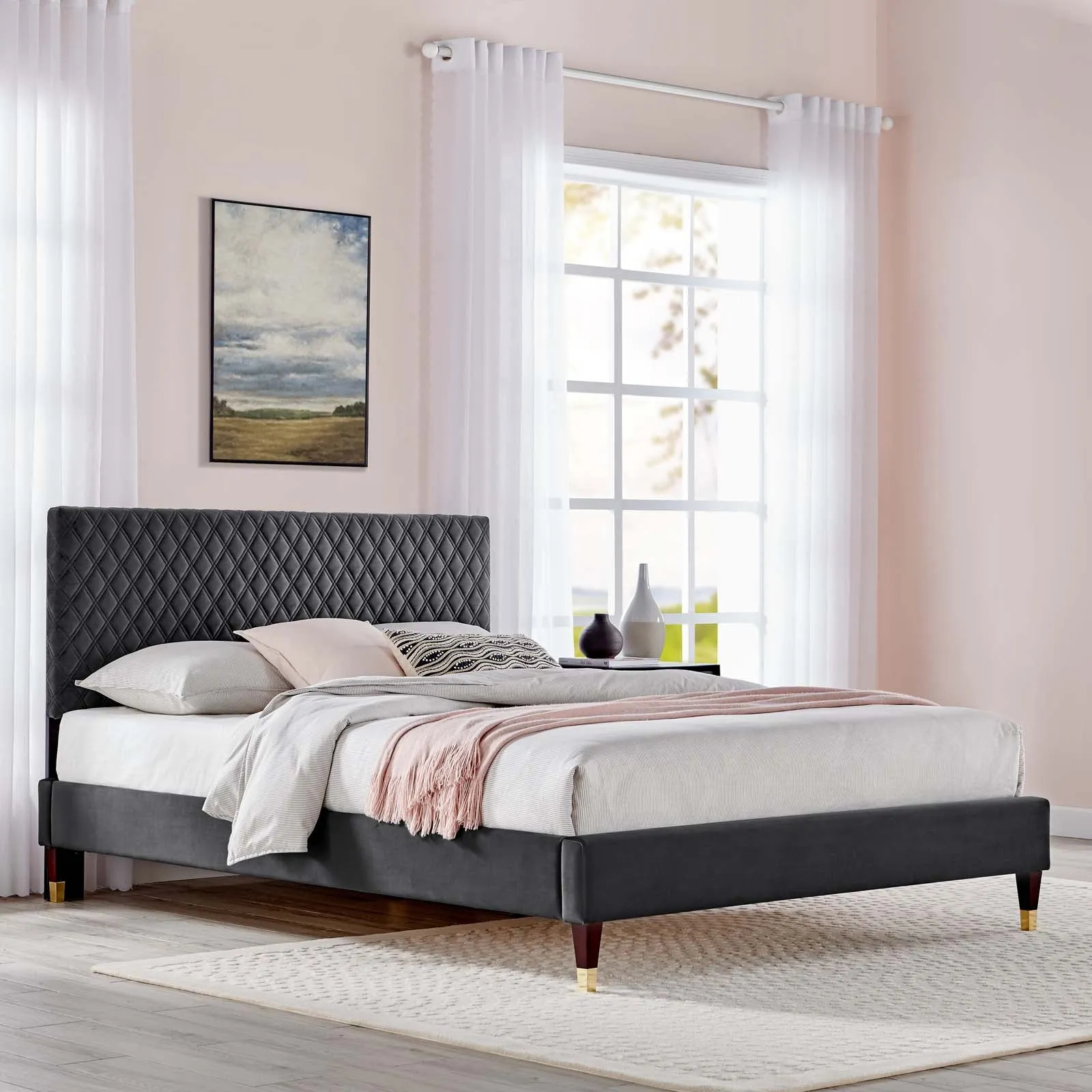 Garcelle Performance Velvet Queen Platform Bed By Modway - MOD-6290