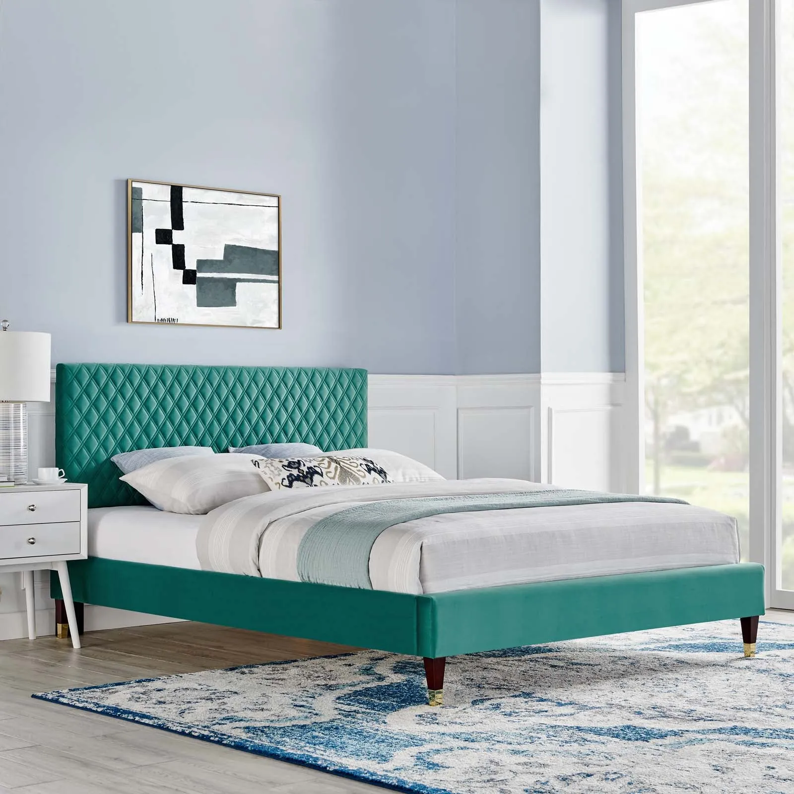 Garcelle Performance Velvet Queen Platform Bed By Modway - MOD-6290