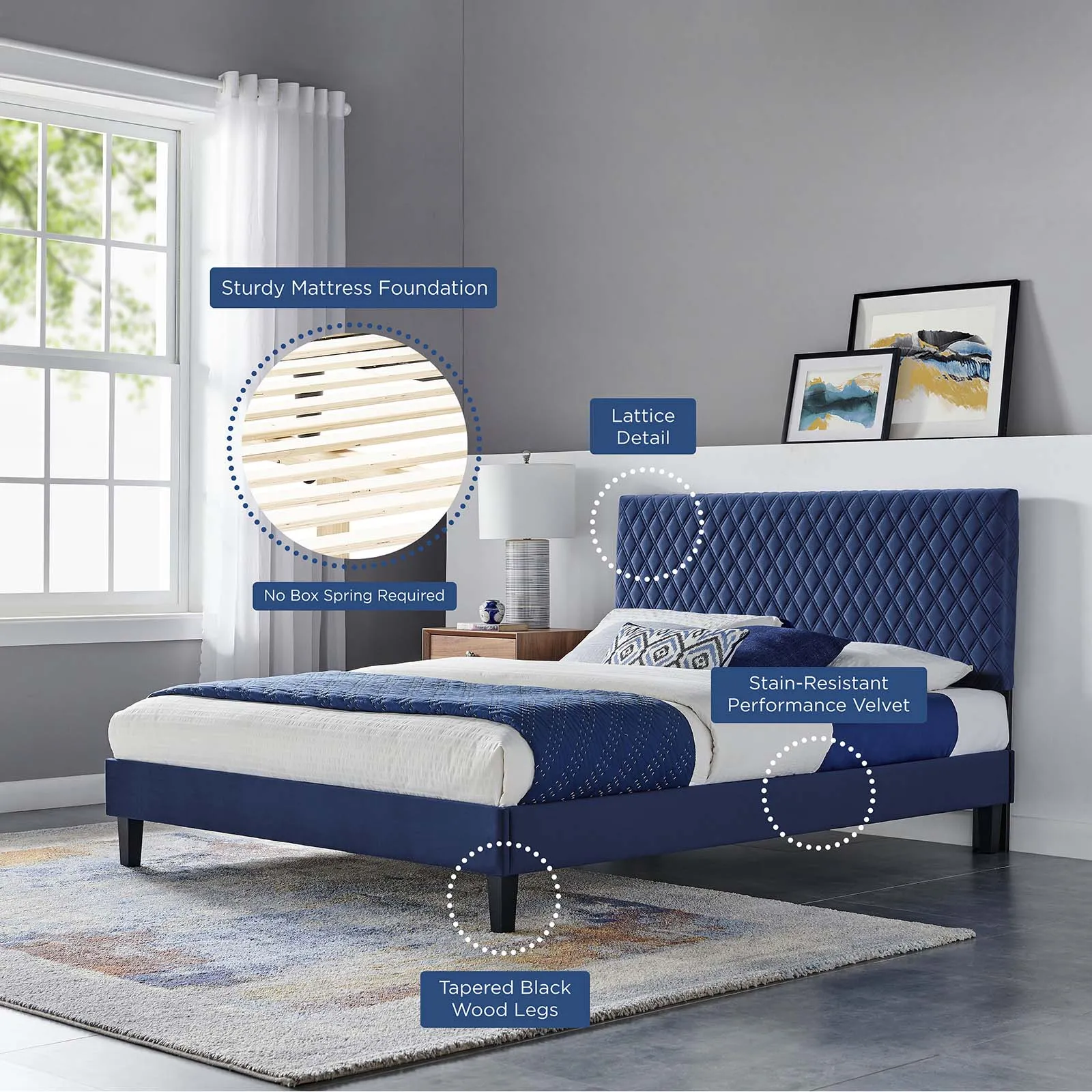 Garcelle Performance Velvet Twin Platform Bed By Modway - MOD-7044