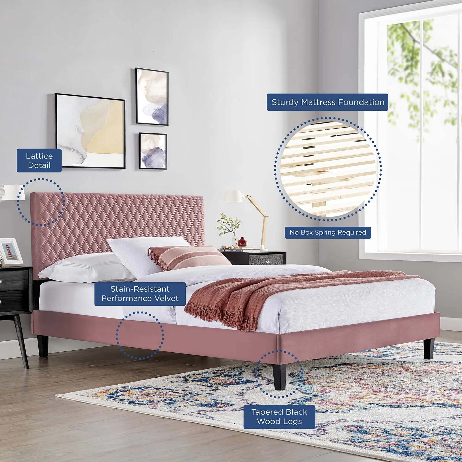 Garcelle Performance Velvet Twin Platform Bed By Modway - MOD-7044