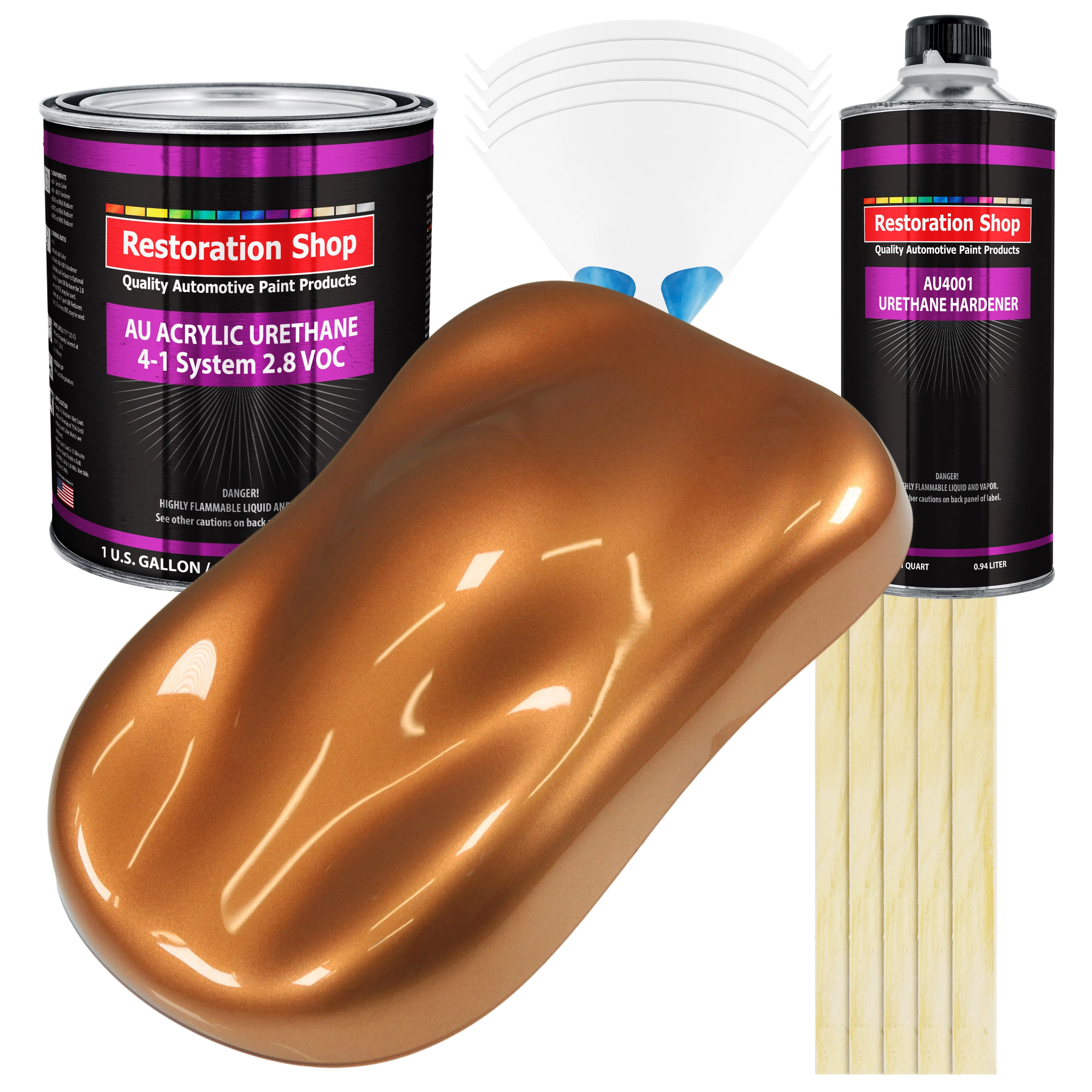 Ginger Metallic Acrylic Urethane Auto Paint - Complete Gallon Paint Kit - Professional Single Stage Automotive Car Truck Coating 4:1 Mix Ratio 2.8 VOC