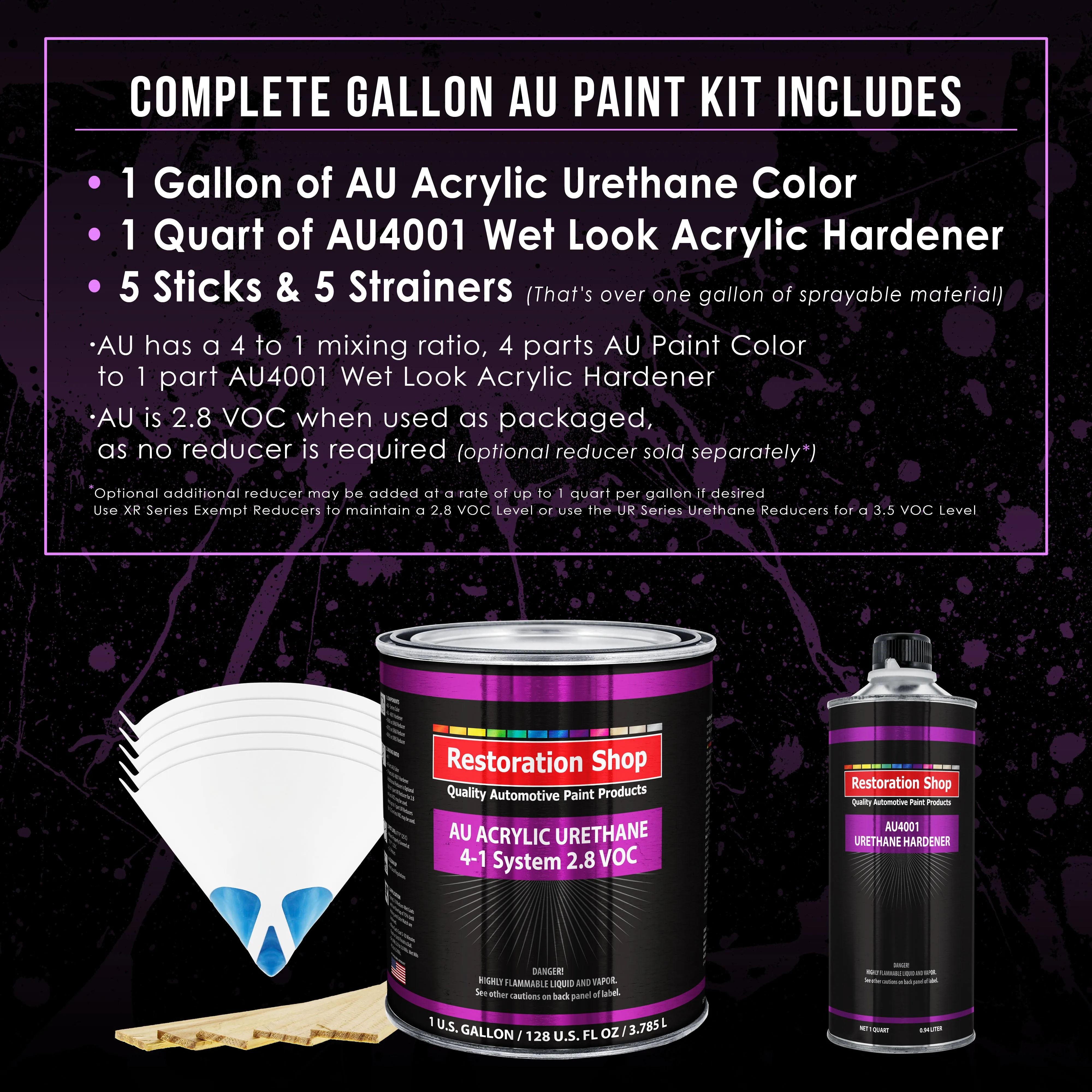 Ginger Metallic Acrylic Urethane Auto Paint - Complete Gallon Paint Kit - Professional Single Stage Automotive Car Truck Coating 4:1 Mix Ratio 2.8 VOC