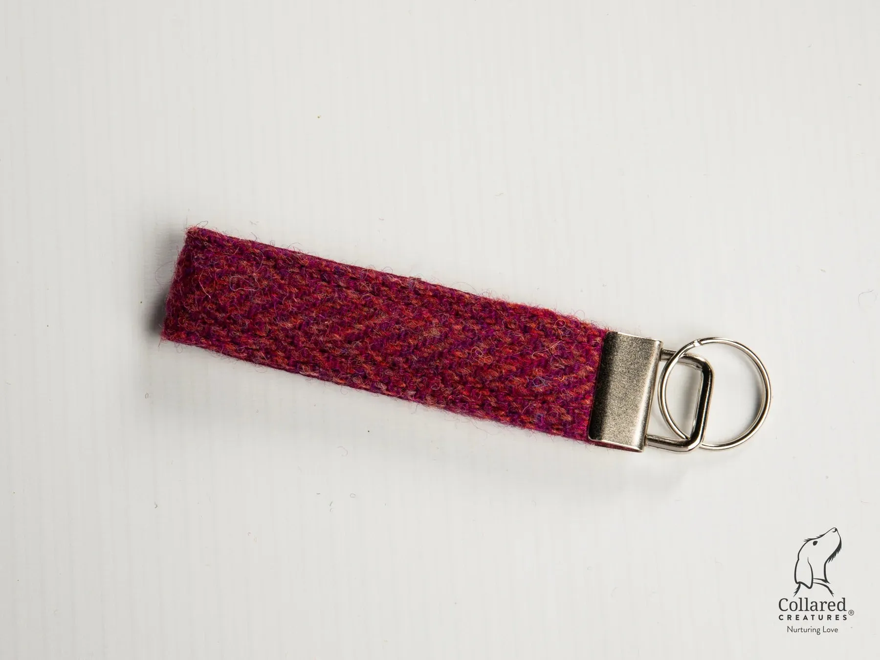 Harris Tweed Raspberry and Coral Herringbone Dog Collar