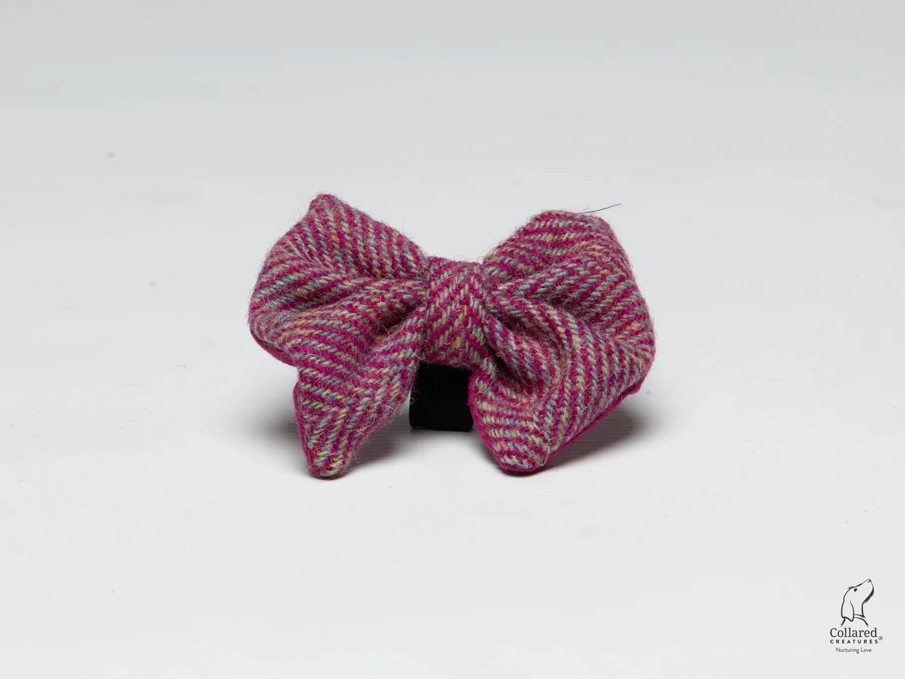 Harris Tweed Raspberry and Coral Herringbone Dog Collar