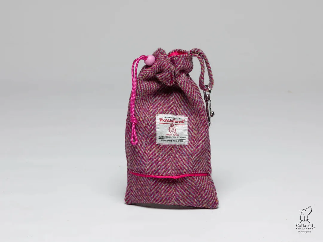 Harris Tweed Raspberry and Coral Herringbone Dog Collar