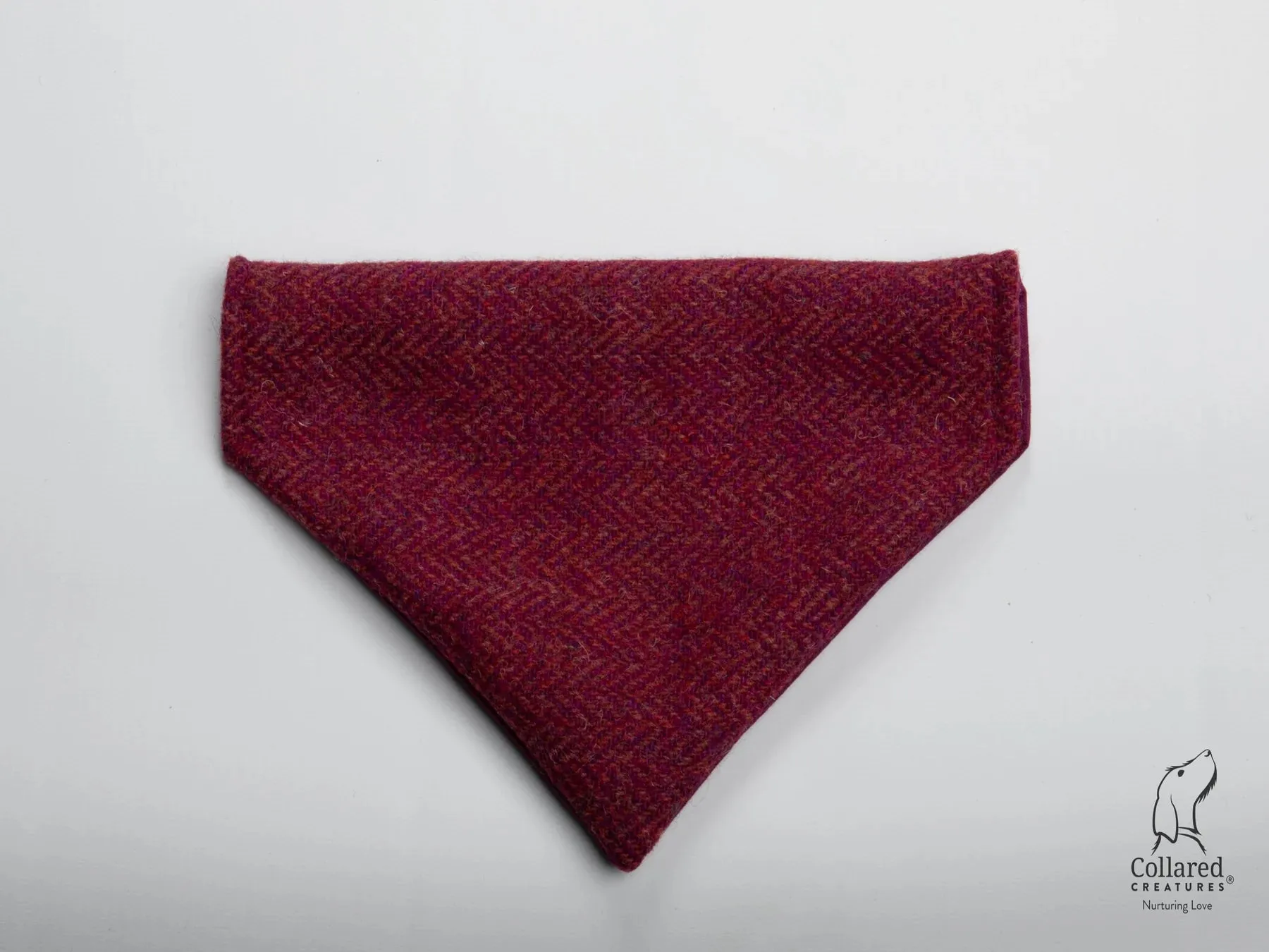 Harris Tweed Raspberry and Coral Herringbone Dog Collar