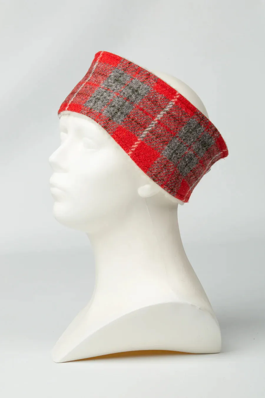 Harris Tweed Red and Grey Check Dog Collar