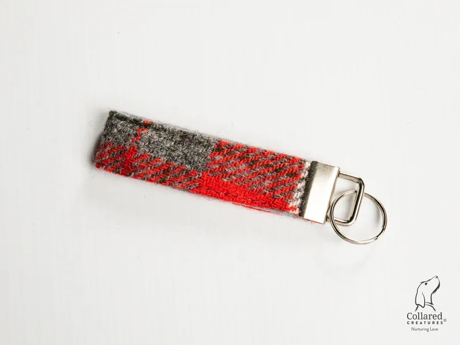 Harris Tweed Red and Grey Check Dog Collar