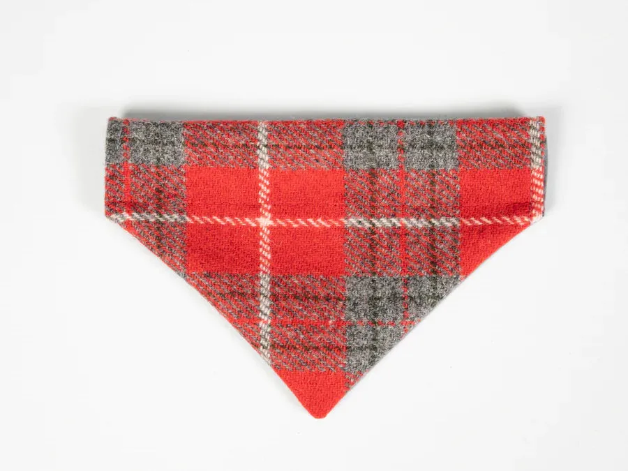 Harris Tweed Red and Grey Check Dog Collar