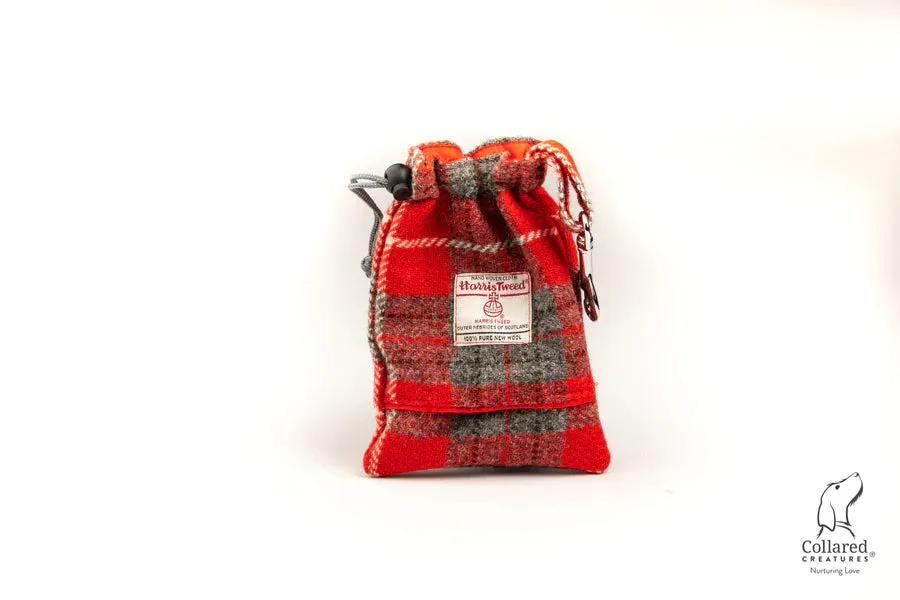 Harris Tweed Red and Grey Check Dog Collar