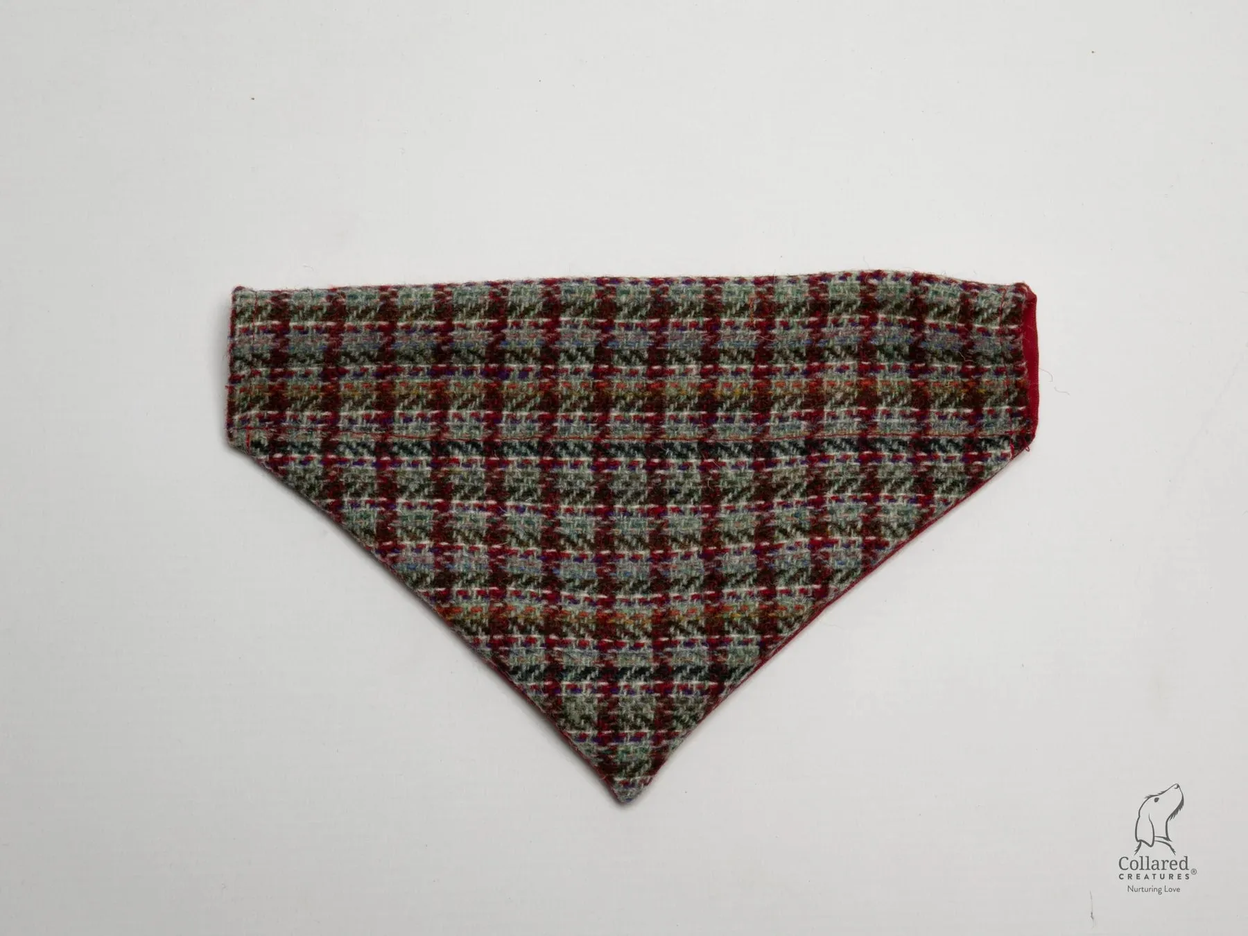 Harris Tweed Red Multi Check Dog Collar
