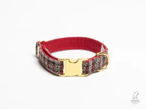 Harris Tweed Red Multi Check Dog Collar