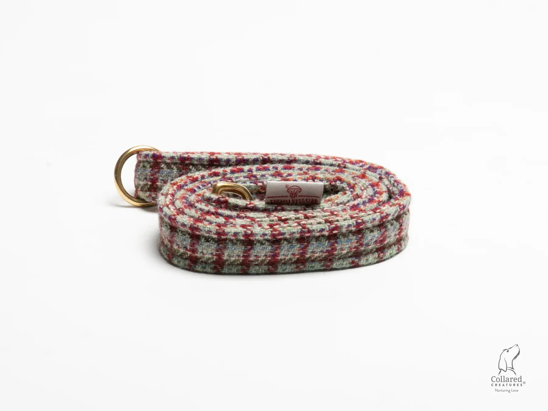 Harris Tweed Red Multi Check Dog Collar