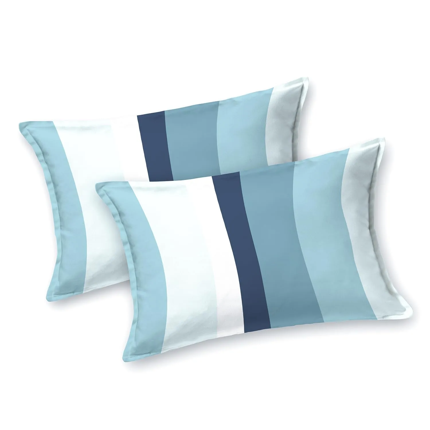 Haus & Kinder Bedsheet for Double Bed, Elastic Fitted King Size | 186 TC 1 Fitted Elastic Bed Sheet for King Size Bed and 2 Pillow Covers (72 X 78 Inches   13 Inch Deep Pocket) | Coastal Stripes Navy