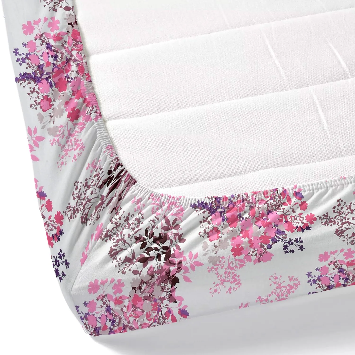 Haus & Kinder Bedsheet for Double Bed, Elastic Fitted King Size | 186 TC 1 Fitted Elastic Bed Sheet for King Size Bed and 2 Pillow Covers (72 X 78 Inches   13 Inches Deep Pocket) | Pink