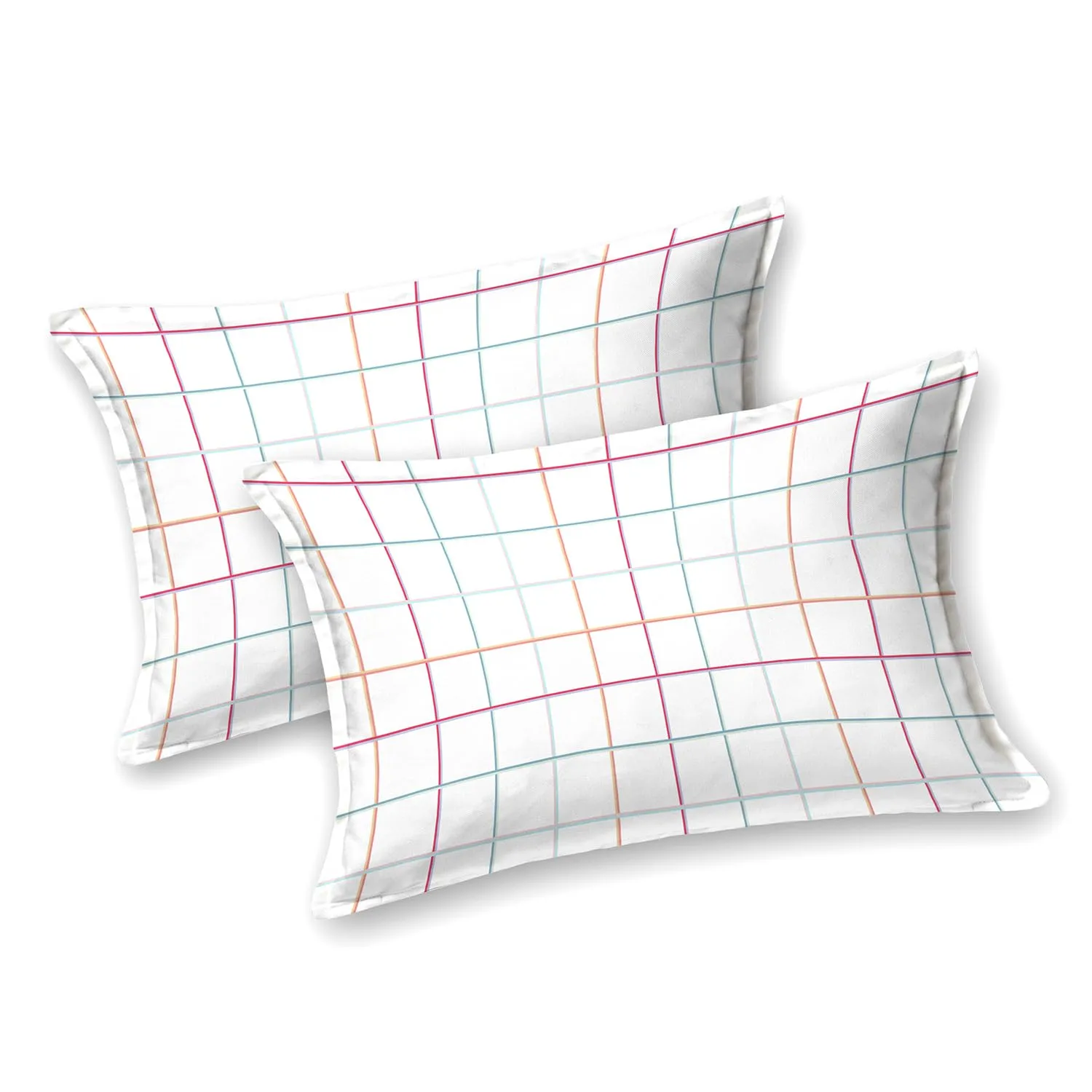 Haus & Kinder Bedsheet for Double Bed, Elastic Fitted King Size | 186 TC 1 Fitted Elastic Bed Sheet for King Size Bed and 2 Pillow Covers (72 X 78 Inches   13 Inches Deep Pocket) | Rainbow Checks