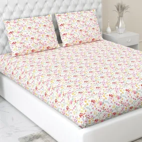 haus & kinder Bedsheet for Double Bed, Elastic Fitted King Size | 186 TC 1 Fitted Elastic Bed Sheet for King Size Bed and 2 Pillow Covers (72 X 78 Inches   13 Inches Deep Pocket) | Utopia Red