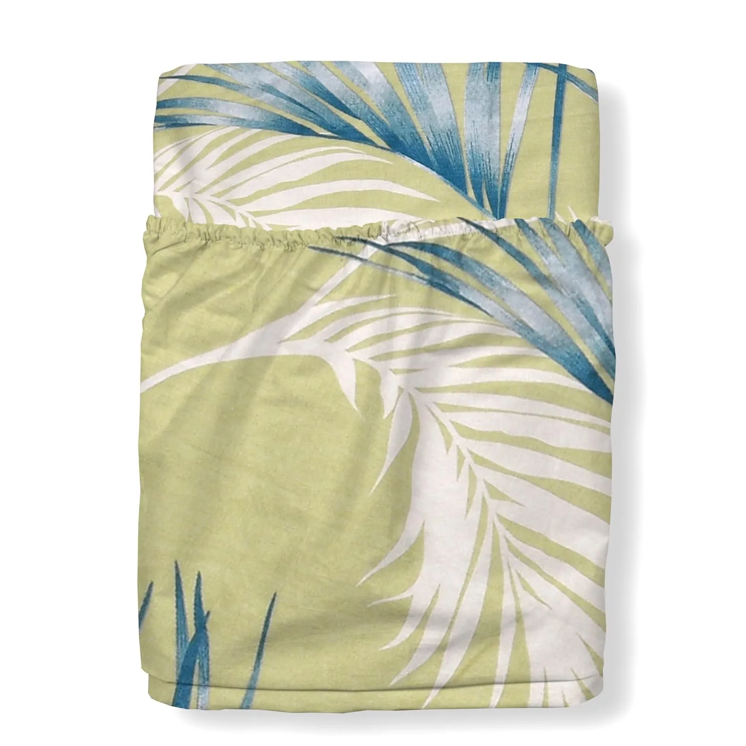 Haus & Kinder Bedsheet for Double Bed, Elastic Fitted Queen Size | 186 TC Cotton Fitted Elastic Bed Sheet for Double Size (78 X 60 Inches   13 Inches Deep Pocket) | Botanical Bliss Blue
