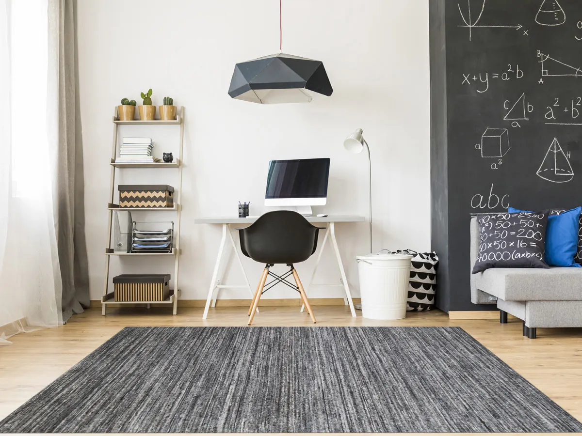 Heaven Modern Dark Gray Hand-Woven Rug 8'x10'