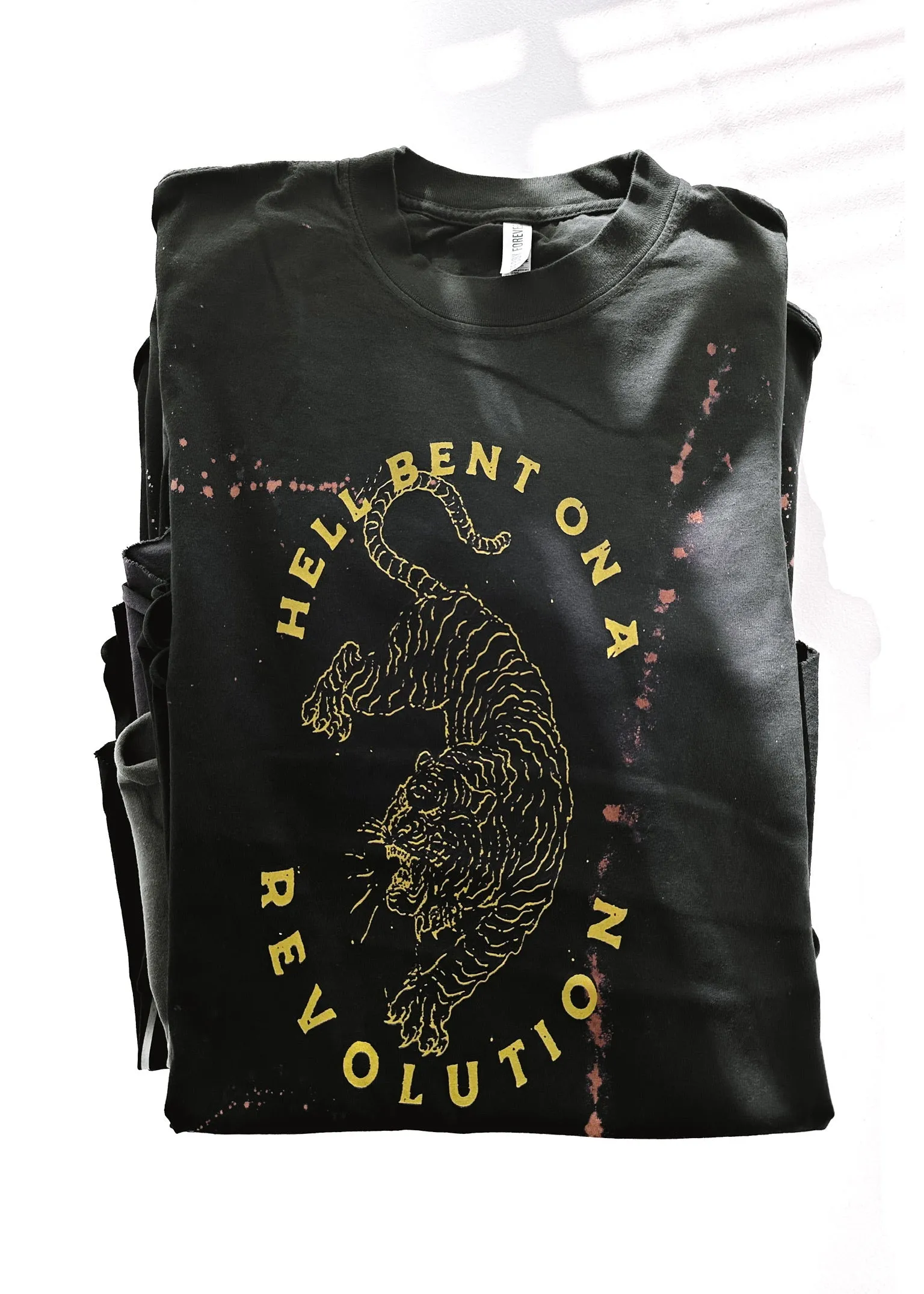 HELL BENT ON A REVOLUTION BLEACHED OUT SIDE SLIT TEE