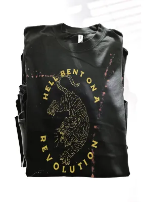 HELL BENT ON A REVOLUTION BLEACHED OUT SIDE SLIT TEE