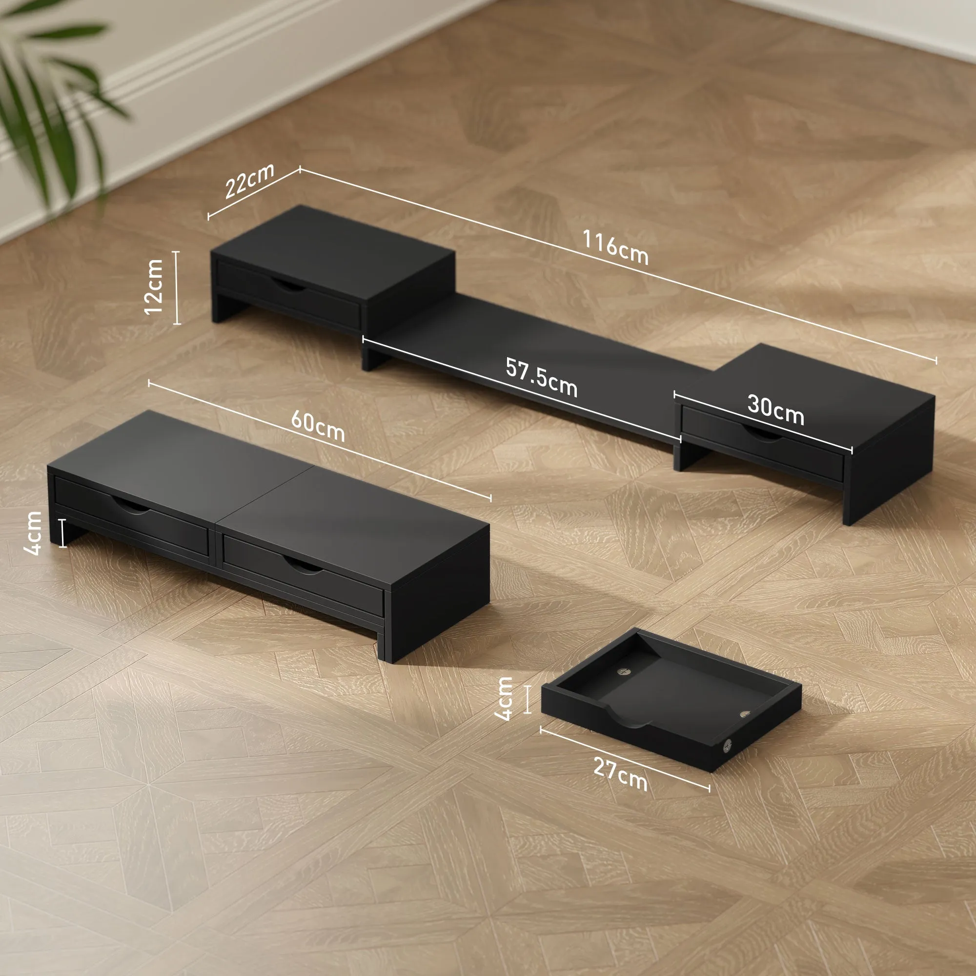 HOMCOM Dual Monitor Stand Riser with Adjustable Length and Angle