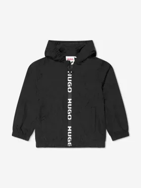 Hugo Boys Logo Hooded Windbreaker in Black