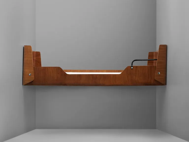 Jules Wabbes Rare Single Bed in Elm with Metal Details