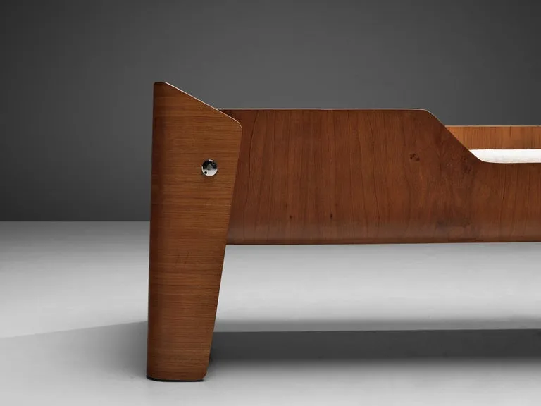 Jules Wabbes Rare Single Bed in Elm with Metal Details