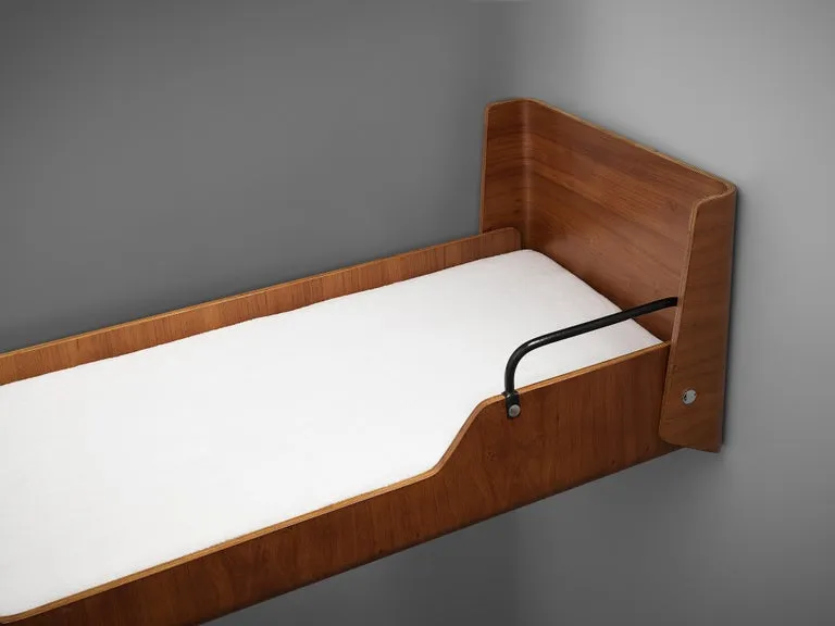 Jules Wabbes Rare Single Bed in Elm with Metal Details