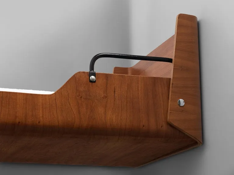 Jules Wabbes Rare Single Bed in Elm with Metal Details