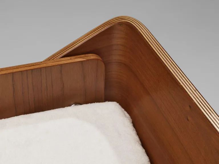 Jules Wabbes Rare Single Bed in Elm with Metal Details