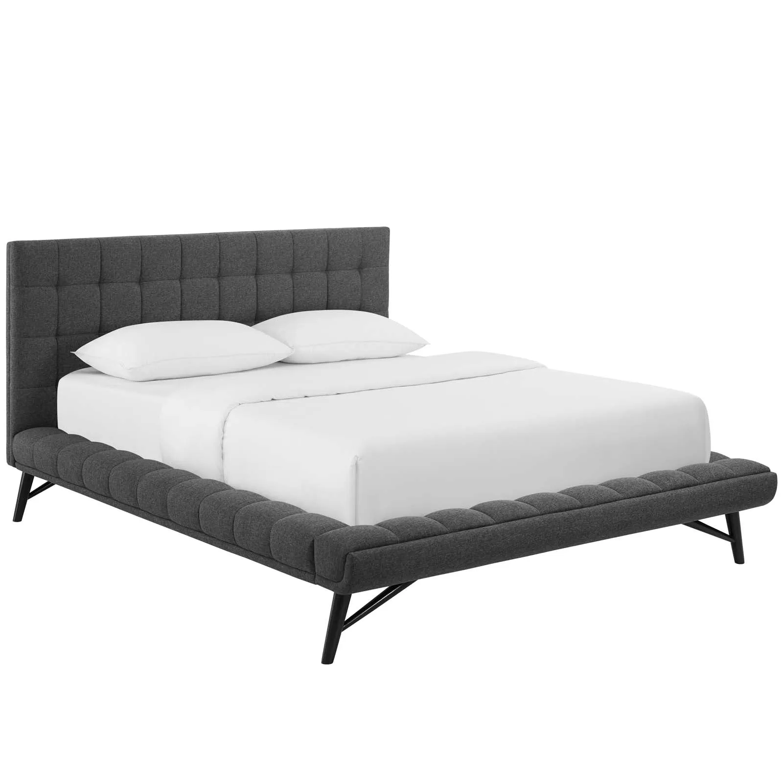 Julia Biscuit Tufted Upholstered Fabric Platform Bed