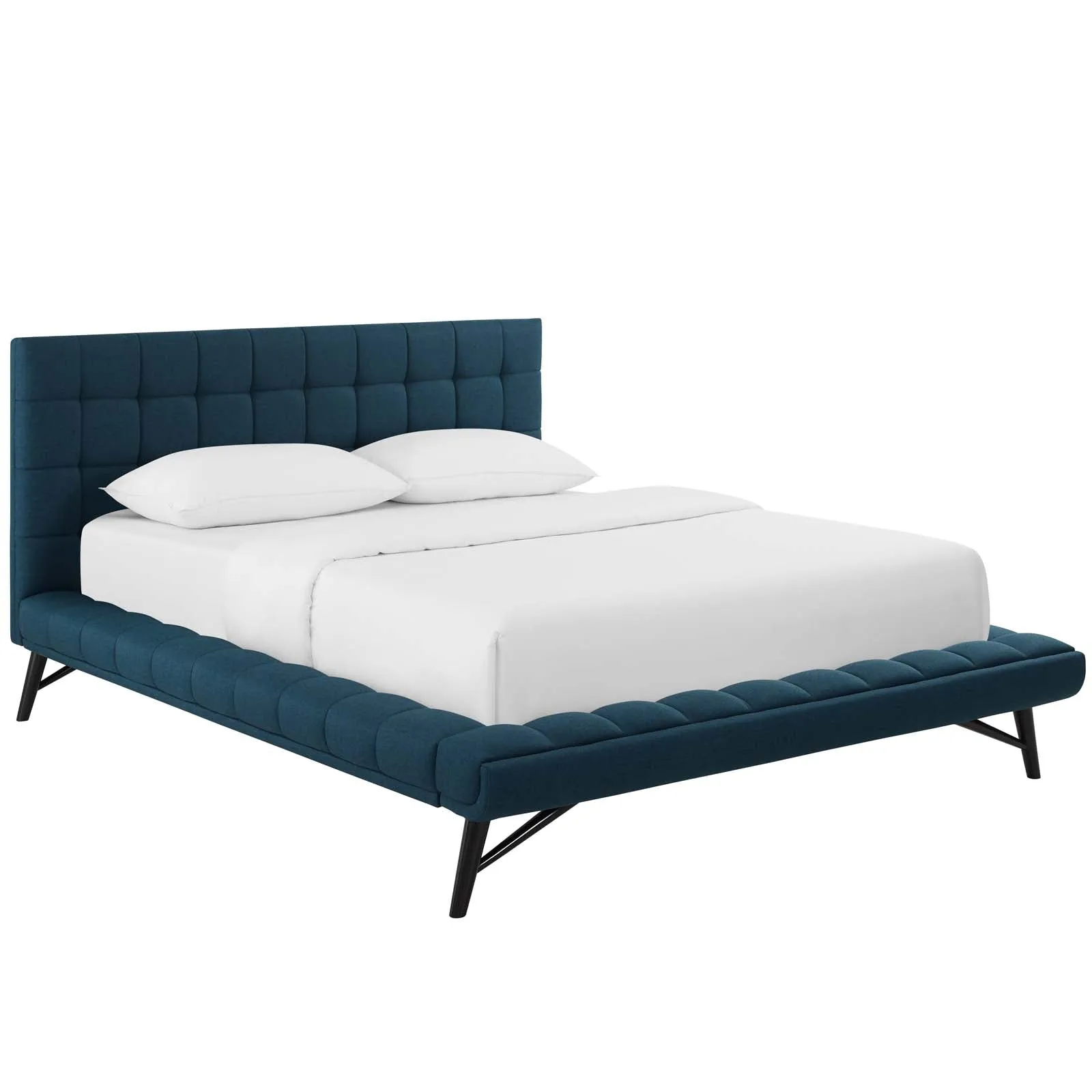 Julia Biscuit Tufted Upholstered Fabric Platform Bed
