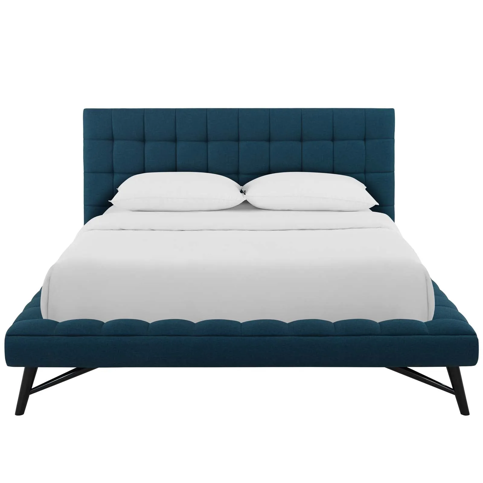 Julia Biscuit Tufted Upholstered Fabric Platform Bed