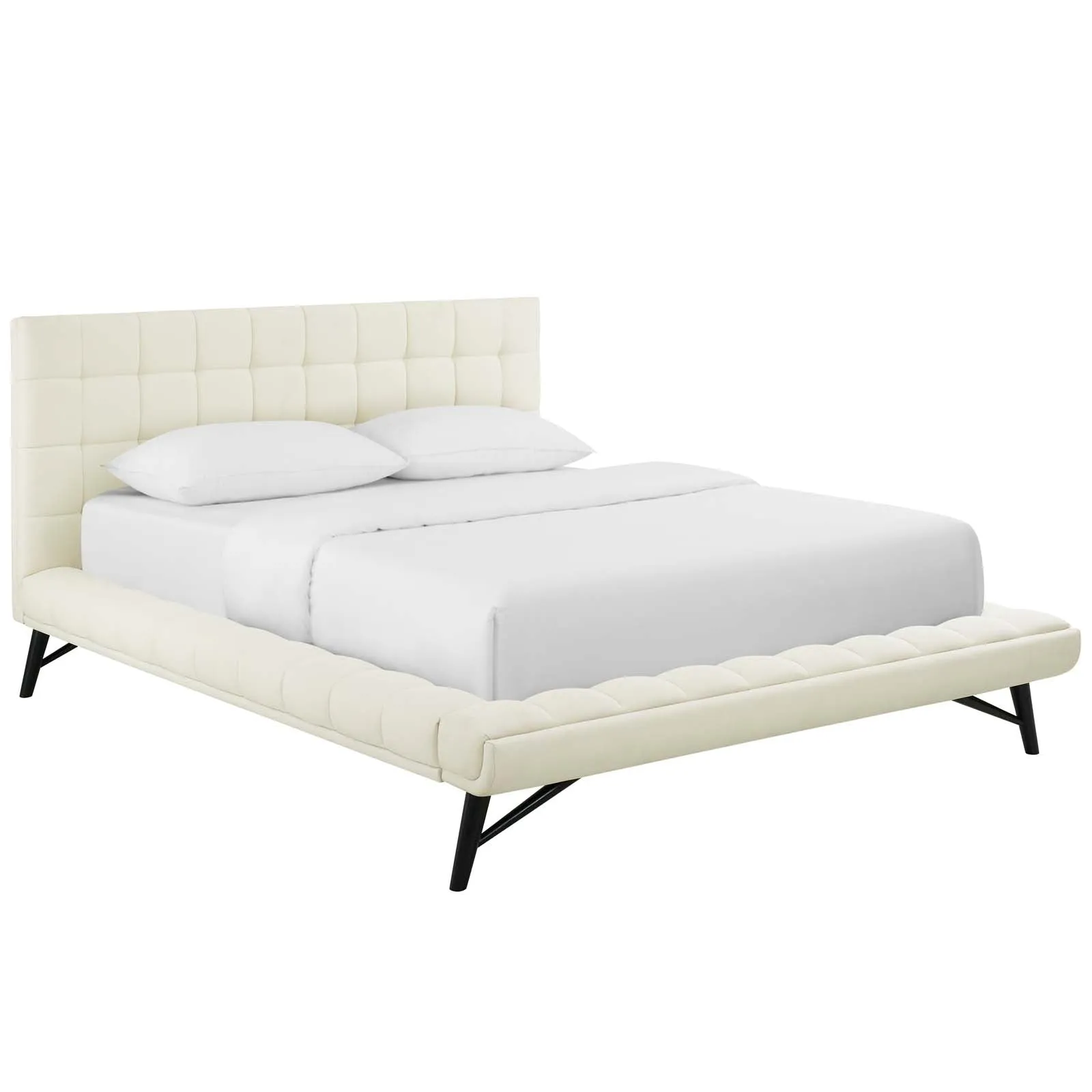 Julia Biscuit Tufted Upholstered Fabric Platform Bed