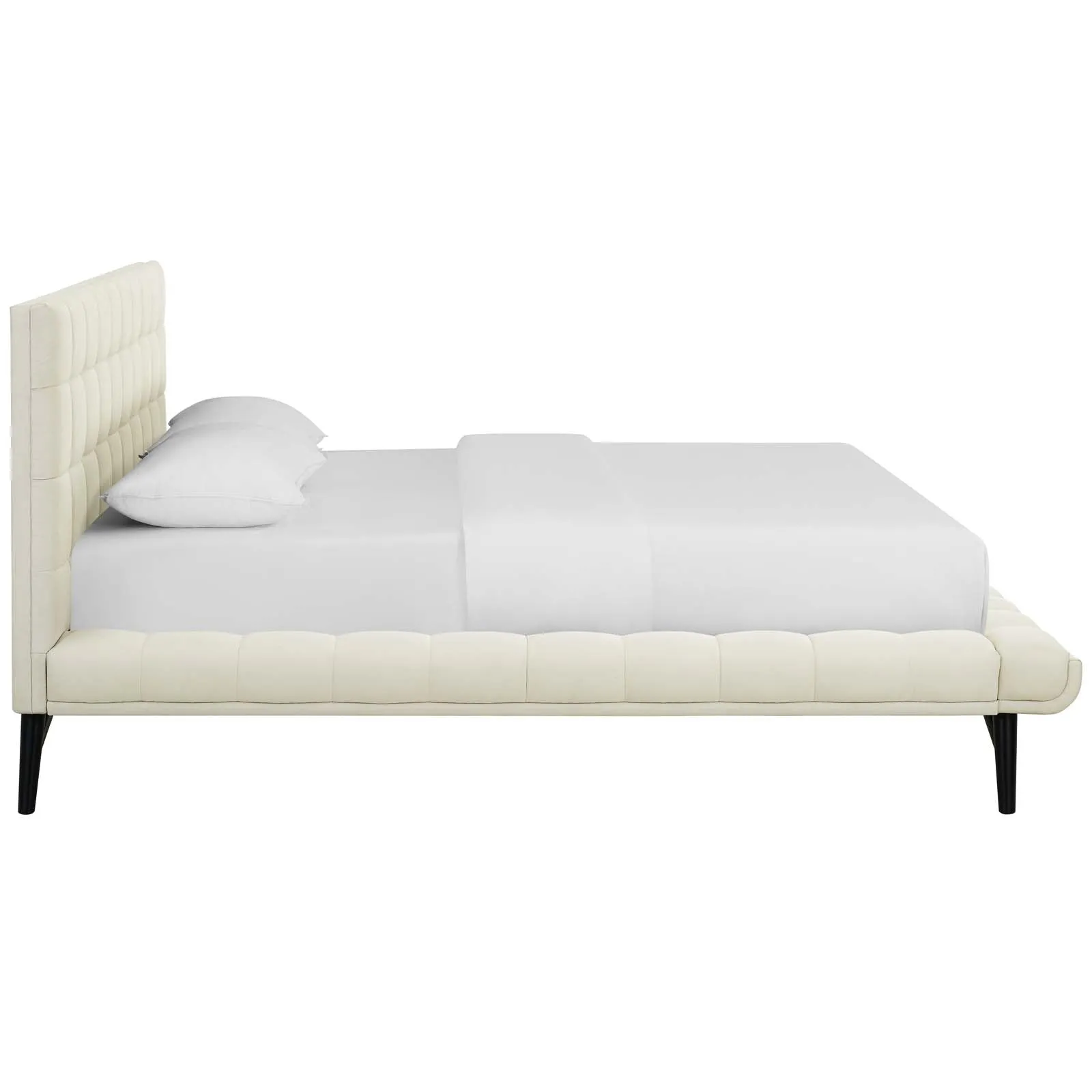 Julia Biscuit Tufted Upholstered Fabric Platform Bed