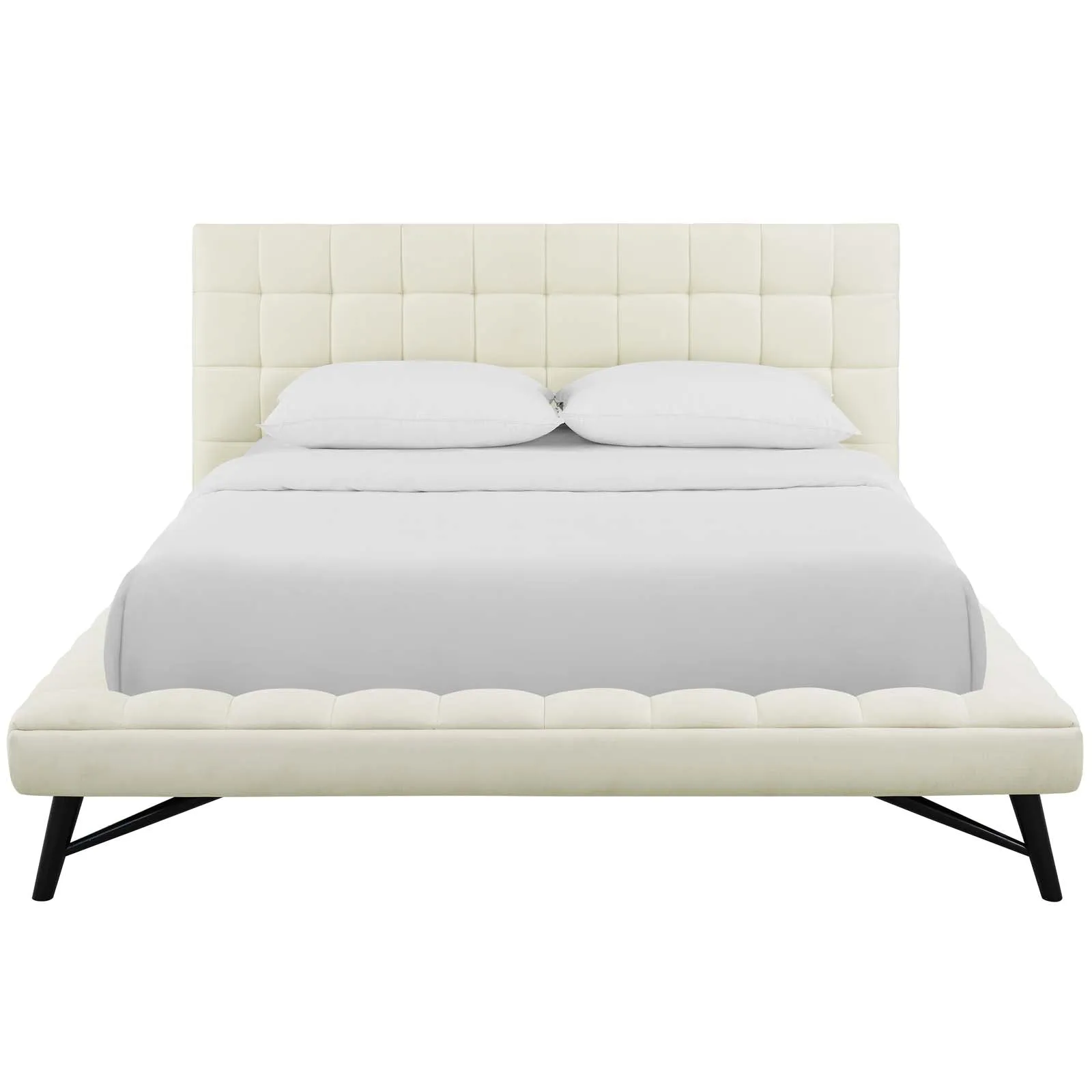 Julia Biscuit Tufted Upholstered Fabric Platform Bed