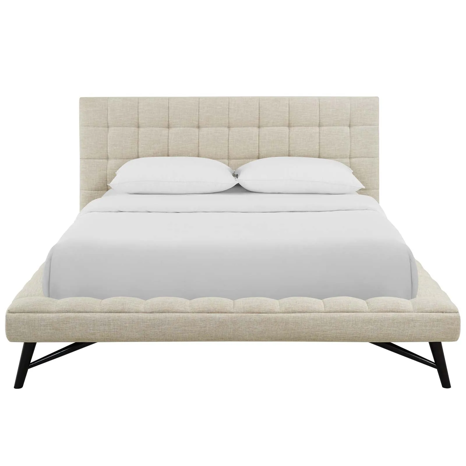 Julia Biscuit Tufted Upholstered Fabric Platform Bed