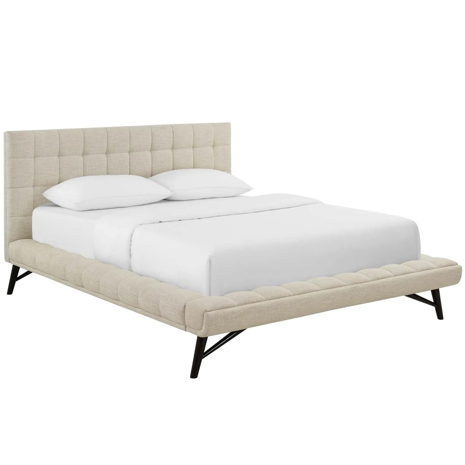 Julia Biscuit Tufted Upholstered Fabric Platform Bed