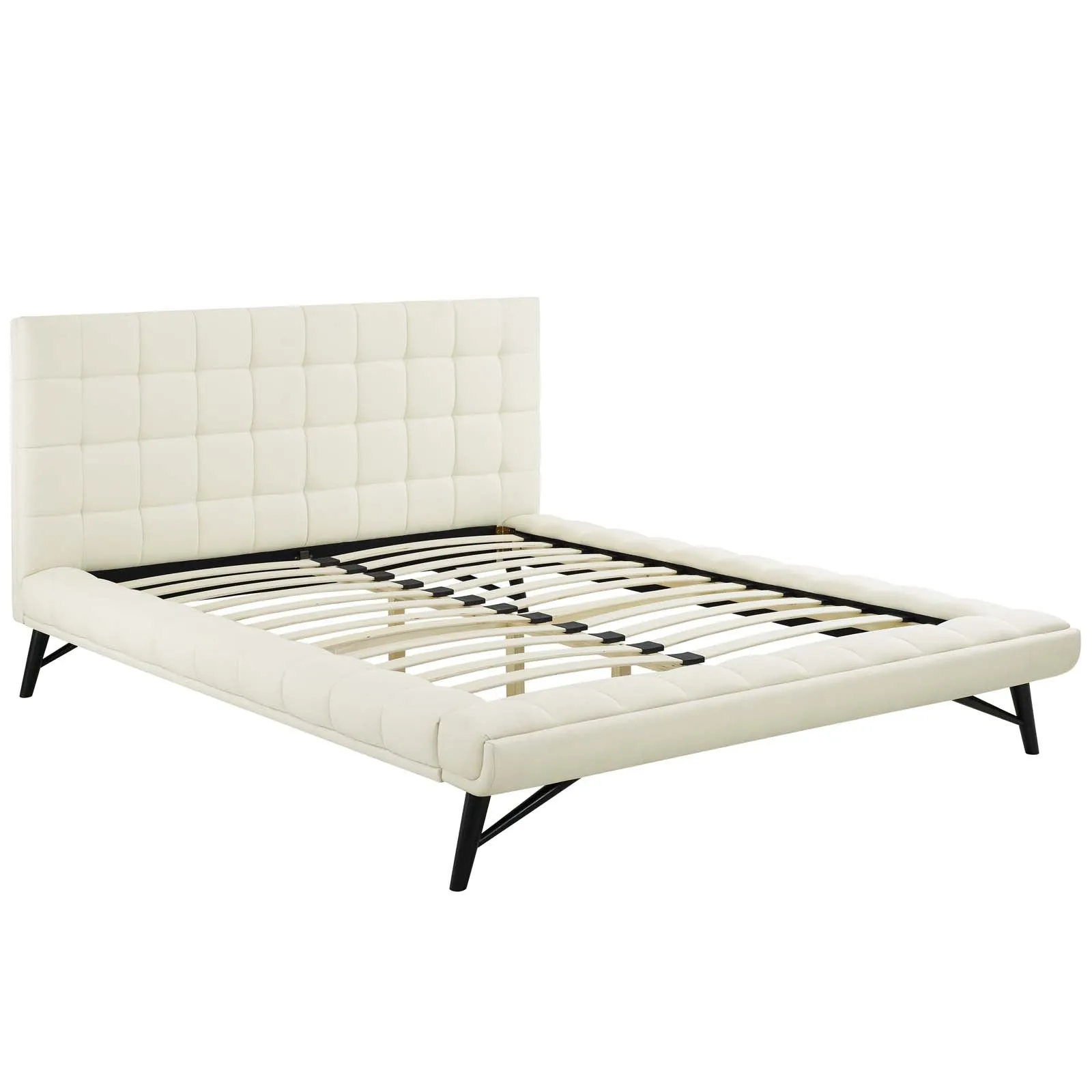 Julia Biscuit Tufted Upholstered Fabric Platform Bed