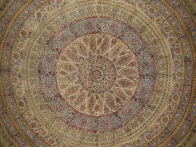 Kalamkari Block Print Tapestry Cotton Bedspread 108" x 108" Queen-King